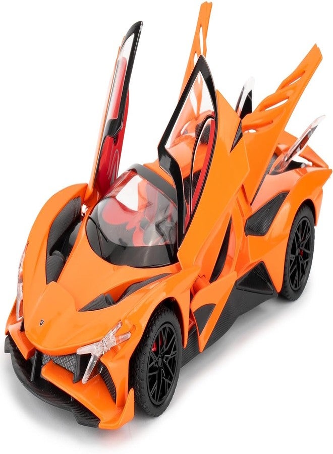 KING FORU 1:24 Scale Exclusive Alloy Metal Pull Back Die-cast Car Model with Sound Light Mini Auto Toy for Kids Metal Model Toy Car with Sound and Light (1.24 -Apollo Intensa -Orange) - Image 1